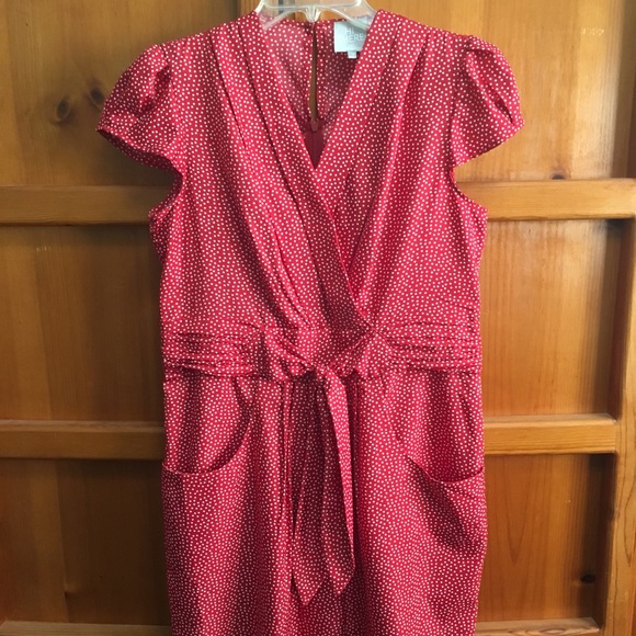 Red & White polka dot cap sleeve dress Rockabilly - Picture 1 of 4